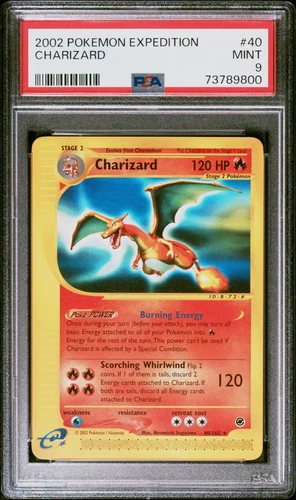 PSA 9 Mint Pokemon TCG Charizard Non holo Rare 2002 Expedition #40/165