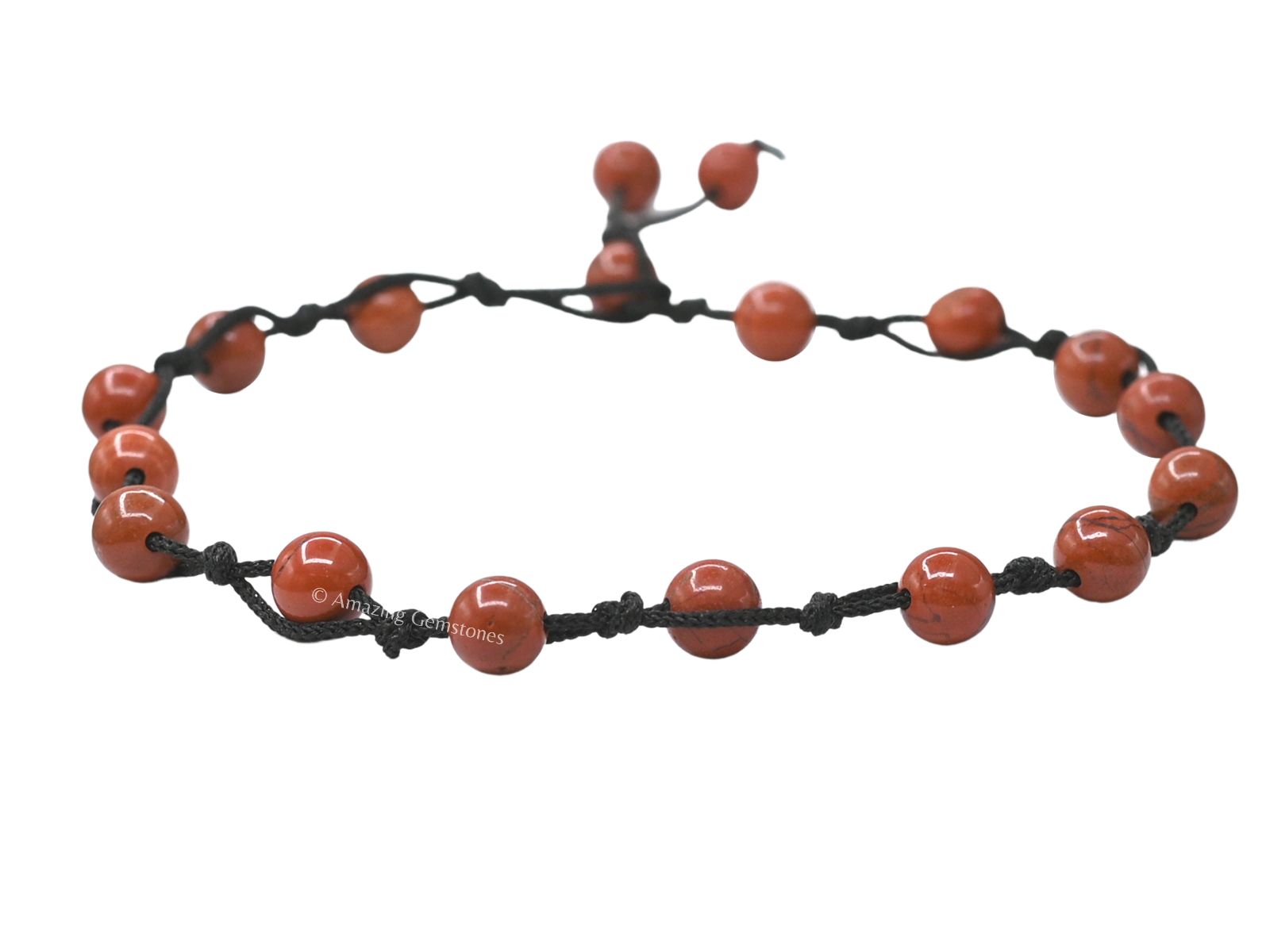 Red Jasper Stretchy Adjustable Anklet Bracelet for Women - Hand Knotted