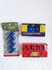 Lot of 3 C7 Replacement Blue Bulbs Candelabra Base 5 Watts Crafts / Light String