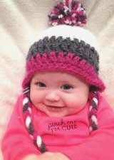 CROCHET PLUSH EAR FLAP BABY HAT infant toddler child adult cap beanie photo prop