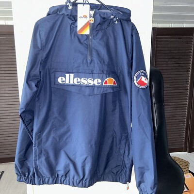 Ellesse Jacke Herren MONT 2 Blau Overhead Übergangsjacke Größe S Neu Navy 