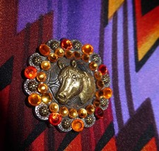 Bright Aztec Purple, Black, Gold, Orange Silk Wild Rag & Horse Scarf Slide