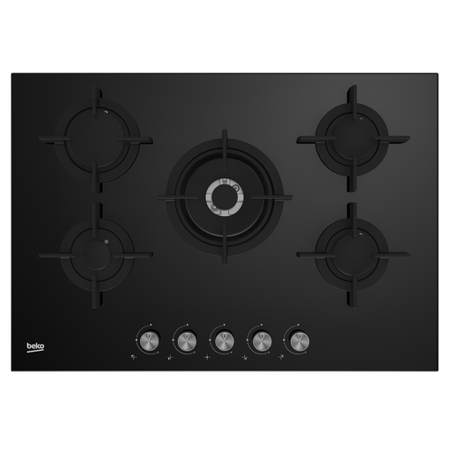 PIANO COTTURA 5 FUOCHI BEKO HILW75222S 75 cm Wok Vetro NERO | eBay