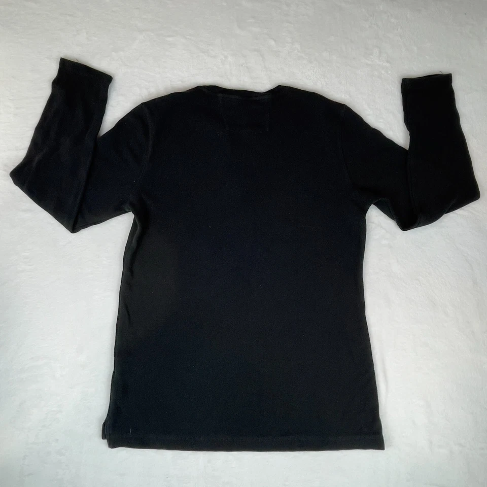 Banana Republic Shirt Mens Large Black Solid Knit Casual Long Sleeve Henley Neck - Image 3 of 4
