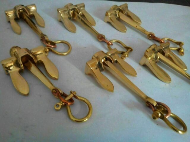 LOT OF 50 Brass Anchor Key Ring Golden Finish Collectible Nautical Maritime Gift