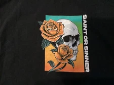 Popular Poison Saint or Sinner T-Shirt Size M Skull Roses Skate Punk Y2K