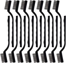 15 Pieces Small Wire Brush Scratch Brush Stainless Steel + Brass Curved Handle