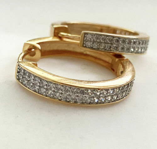 Creolen mit Gelbgold-Finish und Diamanten Geschenkidee kostenloser Versand - Bild 6 von 6