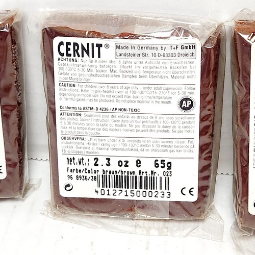Cernit Number One Brown Oven Bake Modeling Clay 65g/2.3 oz NOS Germany Lot/3 - Picture 5 of 6