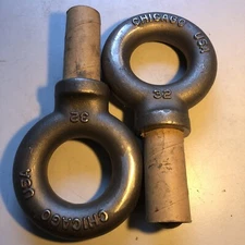 (2) USA Made Drop Forged Chicago Shoulder Eye Bolts M30-3.5mm Lifting Rings