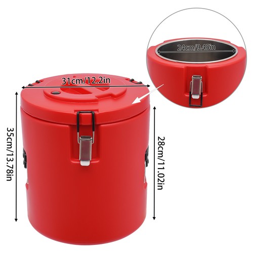 Red 15L/13.62 QT Modern Insulated Bucket, Insulated Soup Container With Lid - Picture 9 of 16