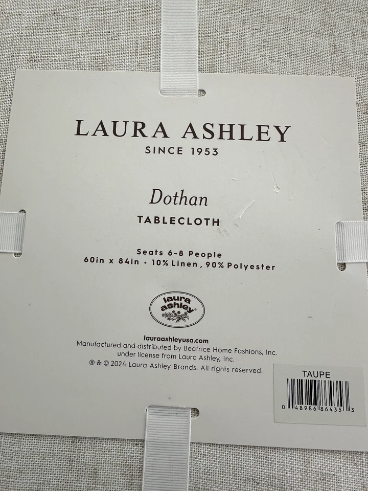 Laura Ashley  Beige Tablecloth Linen Polyester  60"X 84", 60X60, 52X70  NWT - Image 2 of 3