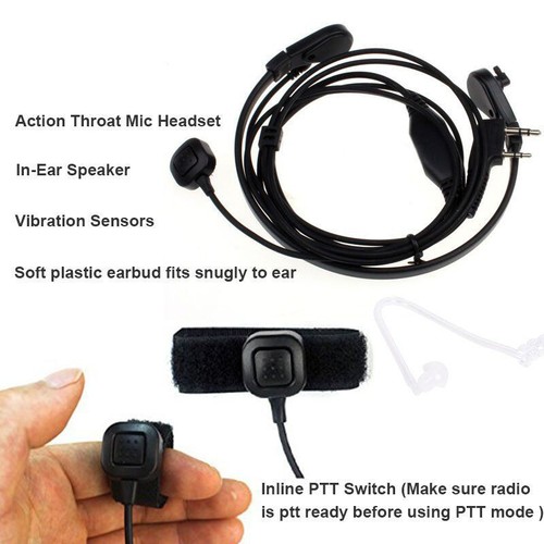 Laringofono Auricolare Cuffie Dito Ptt per Baofeng UV5R 888s Vibrazione  Sensori | eBay