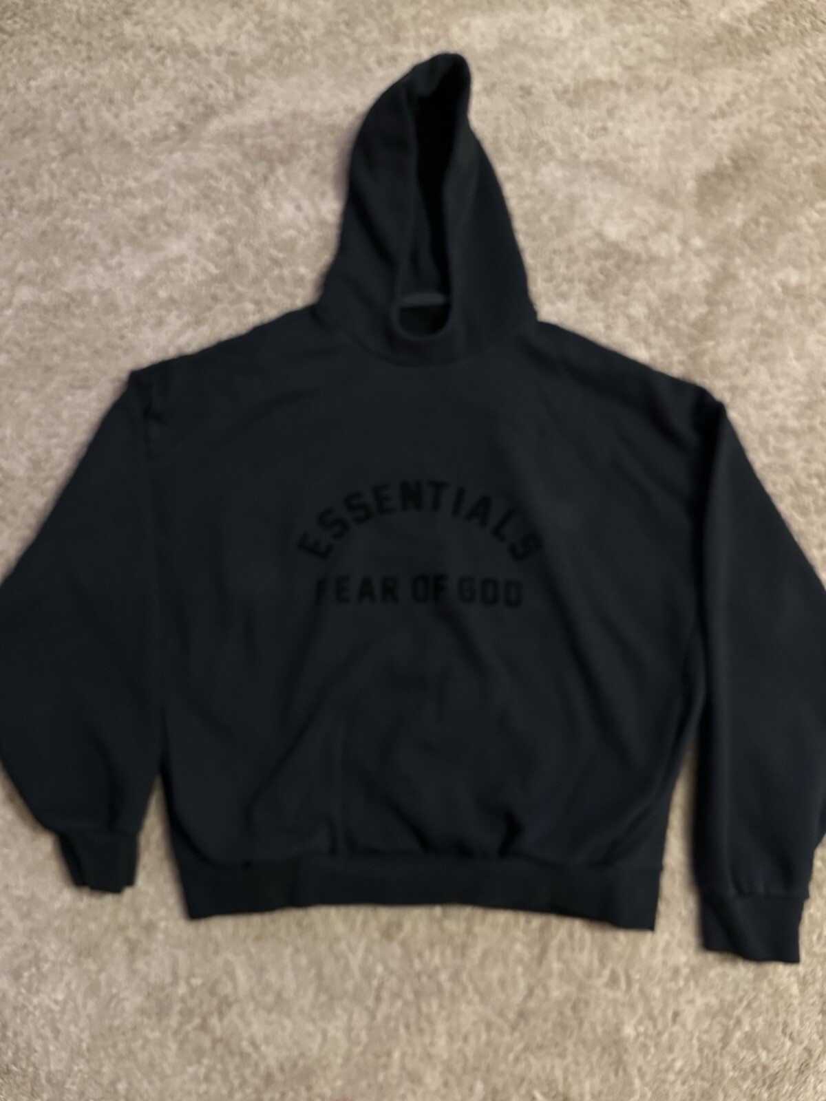 Fear of God Essentials Jet Black Hoodie Size Large NWT