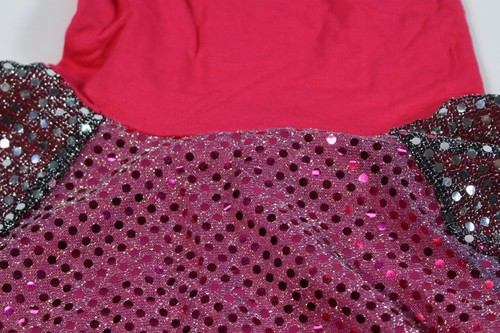 New Girls Asymmetric Pink Silver Sequined Layered Dance Skirt Made in USA 8 - Picture 2 of 3