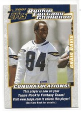 2007 Topps Craig Davis Rookie Fantasy Challenge Rookie Card. rookie card picture