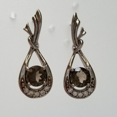 Echter Brauntopas Edelstein fein 925 Sterling Silber CZ Ohrstecker NEU