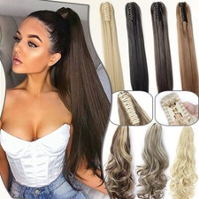 Jaw Ponytail Clip In Claw On Pony Tail Hair Extensions Straight Curly As Human H