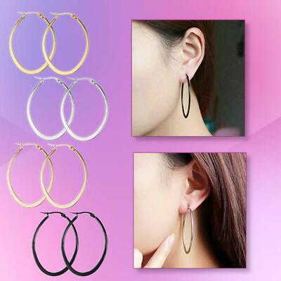 Gorgeous Hypoallergenic Ear Piercing Large Oval Hoops Stainless Steel  Earrings UK