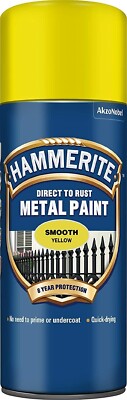 Hammerite Smooth Direct Rust Metallfarbe schnelltrocknend gelb 400ml Aerosol