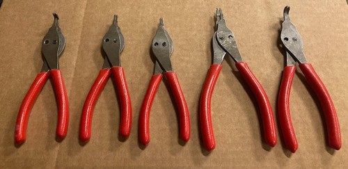 Snap-on 5pc Snap Ring SRPC105 Pliers Set Red Angle & Straight Tip USA - Picture 2 of 4