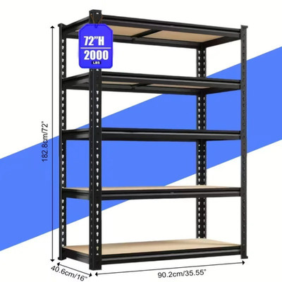 5-Tier Heavy Duty Metal Shelving Unit Adjustable Garage Shelves Utility Rack