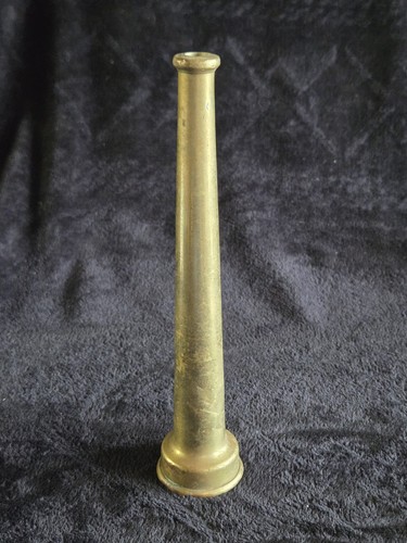Antique Solid Brass 10" Long Fire Fighting Hose Nozzle Tip Firefighter Tool OLD