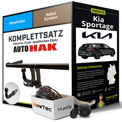 Anhängerkupplung abnehmbar für KIA Sportage +E-Satz (AHK+ES) PKW NEU ABE