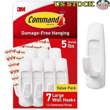Large Wall Utility Hooks W/ Adhesive Strips Damage Free Hanging Home Decor New