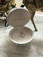 Macy's Sterling Silver Initial "C" CZ Necklace Christmas Ornament Gift
