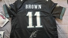 A.J. Brown Autographed Eagles Nike Midnight Green Game Jersey - Beckett W Holo