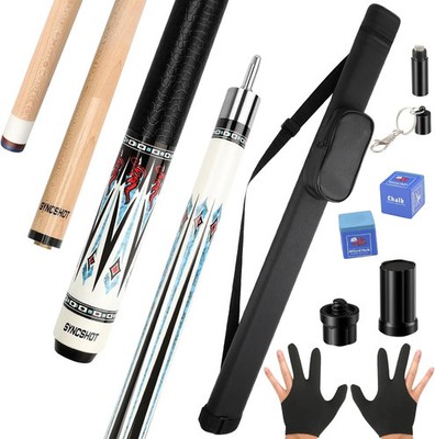 Professional Pool Cue Stick with Hard Case, 58'' Canadian Maple Billiard Cue & 12