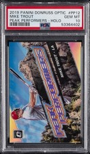 2019 PANINI DONRUSS OPTIC PEAK PERFORMERS HOLO #PP12 MIKE TROUT PSA 10