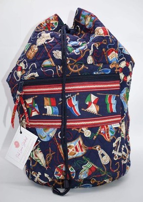 Vintage Vera Bradley Large Drawstring Sling Backpack in ''Regatta 1994'' Pattern