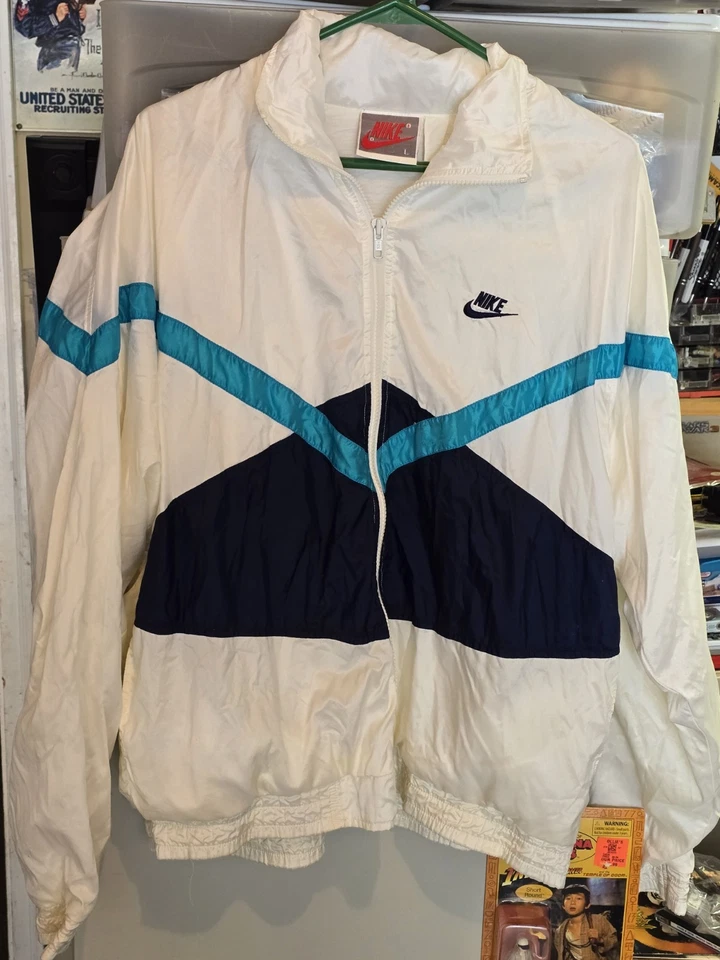 Conjunto de traje de pista cortavientos Nike vintage años 80 para hombre talla L azul/turquesa/blanco Foto 2 de 4