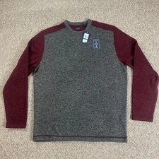 NWT Arrow Fleece Sweater Mens XLT/TGL Gray Pur Deep Raisin Crew Neck Pullover