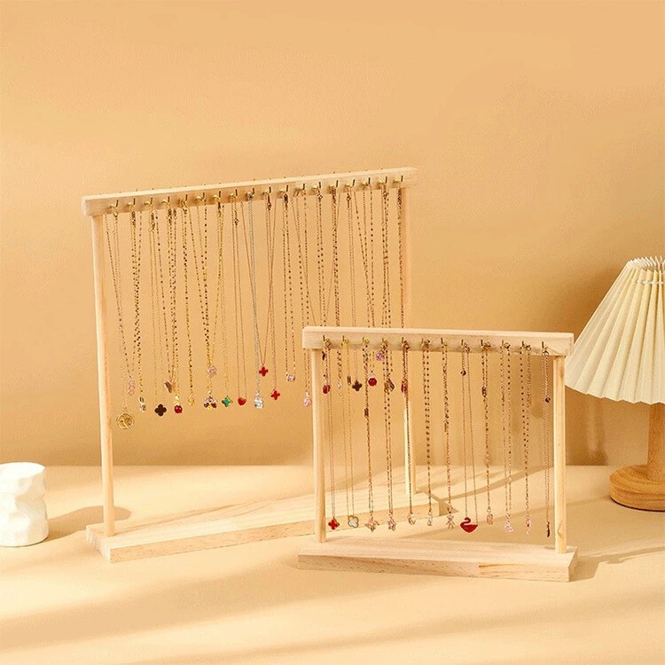 Jewelry Organizer Display Stand Wood Necklace Earrings Bracelets Hanging Rack ↑