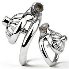 Stainless Steel Male Chastity Cage Device Restraint Locking With Base Ring Key