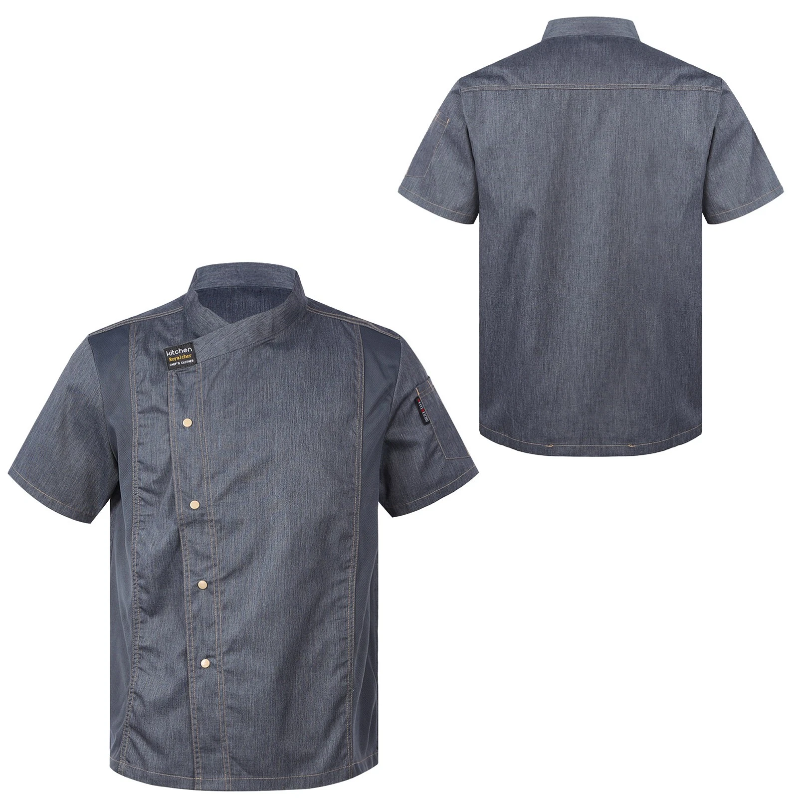 US Mens Chef Coat Jacket Restaurant Kitchen Uniform Long/Short Sleeve Work Wear image 11