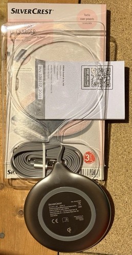 Wireless QI Charger SilverCrest Textile Cover Prevents Scratches 5/10Watt - Zdjęcie 5 z 6
