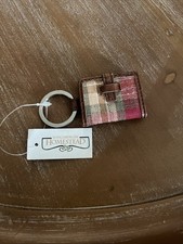 Longaberger Leather cloth Key Chain Ring Country Collection multicolor New