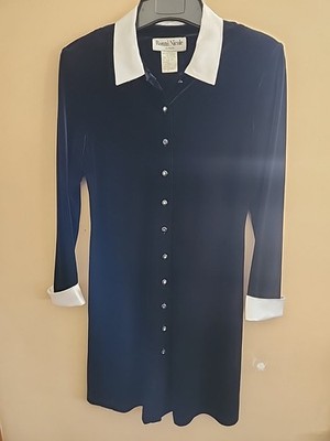 VTG Ronni Nicole Velvet Dress 10 Black White Collar Cuff 90s Gothic For Repair