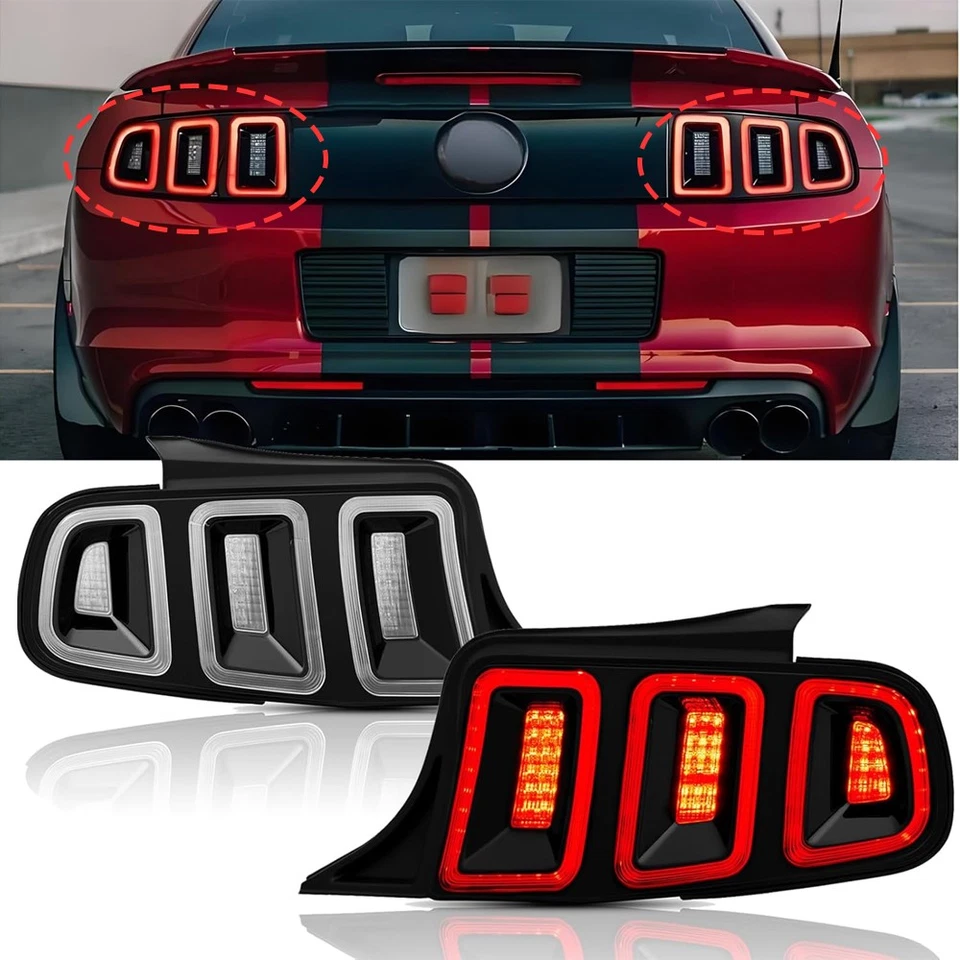 Tail Lights Black Brake Lamps Full LED w/ Sequential For 2010-2014 Ford Mustang Foto 2 de 4