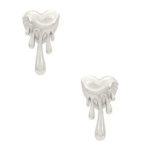 8 Other Reasons Melting Heart Earrings in Stainless Steel Metallic Silver NEW