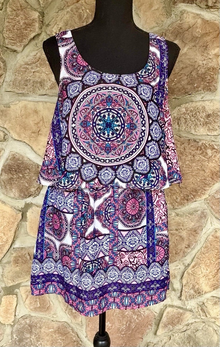 charlotte russe boho dress Charlotte Russe Boho Pink Crochet Pleated Strappy Maxi Style Sun Dress Size S