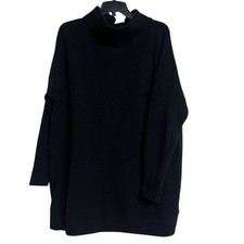 Free People Ottoman Slouchy Black Ribbed Mocked Tunic Sweater Dress Boho Western