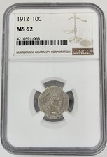 1912 Silver Barber Dime NGC MS 62 - Nice Cartwheel Luster!