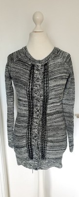 Strickjacke Intimissimi schwarz weiß grau meliert Kette Muster Größe S auch M