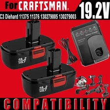 2-Pack For Craftsman 19.2V C3 DieHard Battery 130279005 11375 11376 or Charger