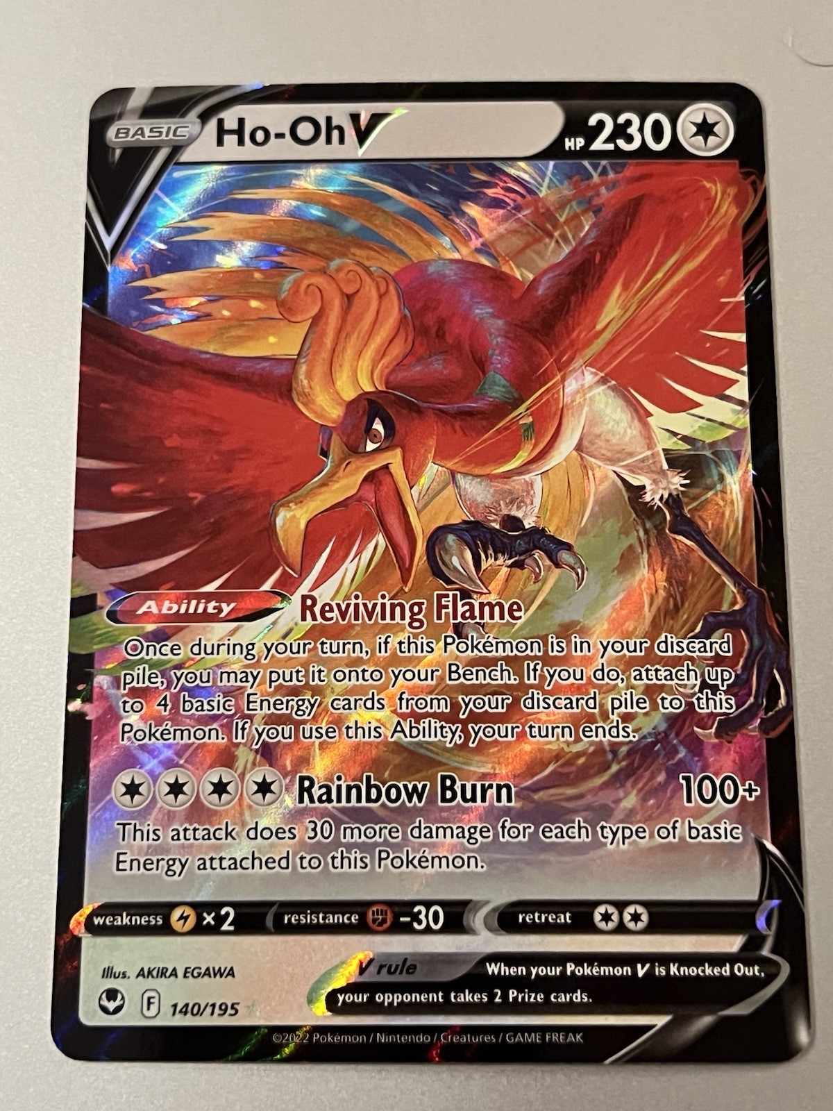 Ho-Oh V 140/195 Pokemon SWSH12: Silver Tempest Holo Ultra Rare NM
